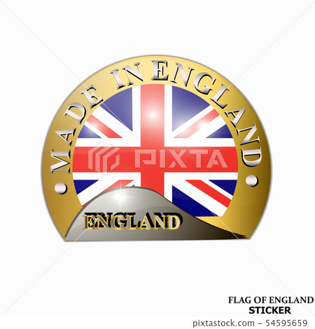 Sticker with flag of England. Happy England day button. 54595659