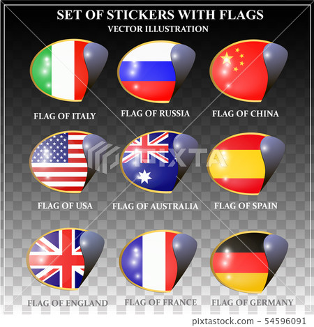 Set of stickers with flags. Vector. Set of stickers with flags. Vector. 54596091