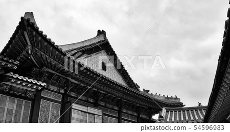 韓國傳統宮殿昌德宮，黑白照片 54596983
