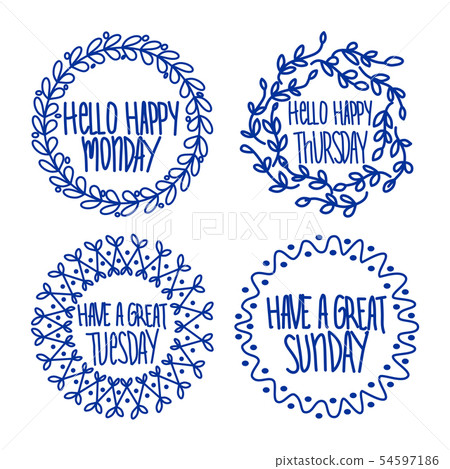 Vector hand lettering set of the days of the week Vector hand lettering set of the days of the week 54597186
