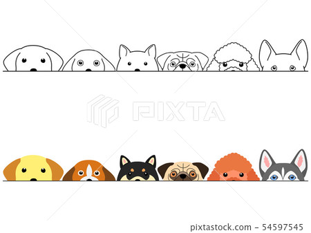 Border of half-faced dogs 54597545