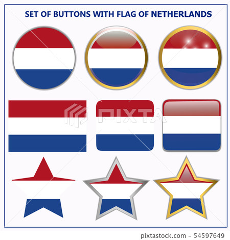 Set with buttons of Netherlands. Illustration. 54597649