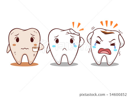 Cartoon illustration of tooth with teeth problems. 54600852