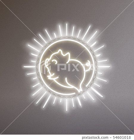 Cute pig neon logo, New year 2019 gold shiny glow Cute pig neon logo, New year 2019 gold shiny glow 54601018