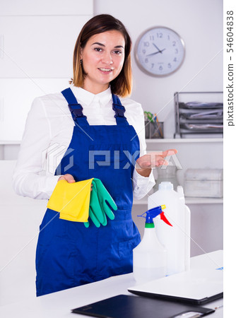 Female cleaner at work Female cleaner at work 54604838