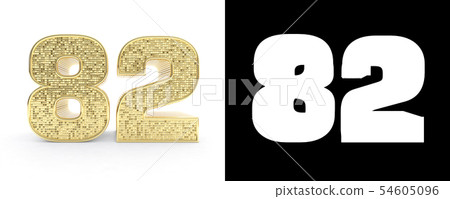 Golden number eighty two (number 82) on white Golden number eighty two (number 82) on white 54605096