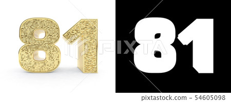 Golden number eighty one (number 81) on white Golden number eighty one (number 81) on white 54605098