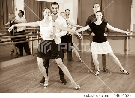 Tree elegant couples dancing waltz i Tree elegant couples dancing waltz i 54605522