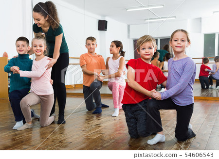 Children studying of partner dance at dance school 54606543