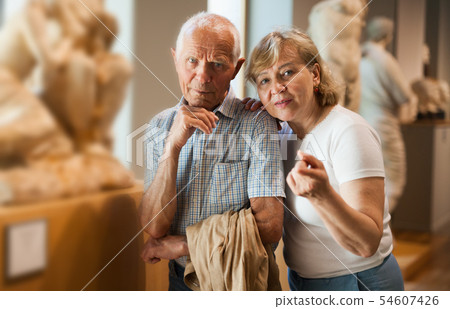 Couple looking at exhibits Couple looking at exhibits 54607426