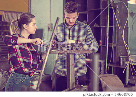 Nice man training female to repairing drill 54608700