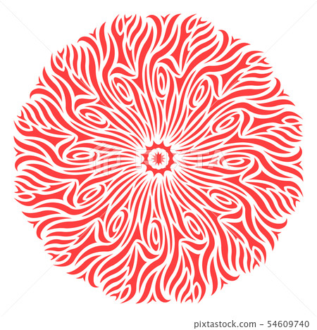 Pink round abstract pattern with stylized sun Pink round abstract pattern with stylized sun 54609740