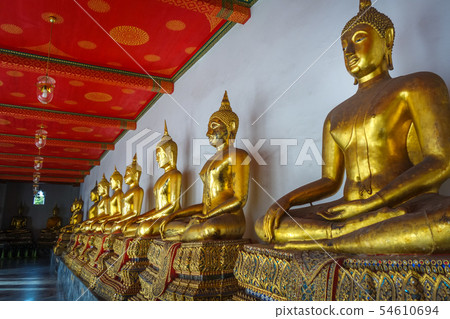 Buddha statues in Wat Pho, Bangkok, Thailand 54610694