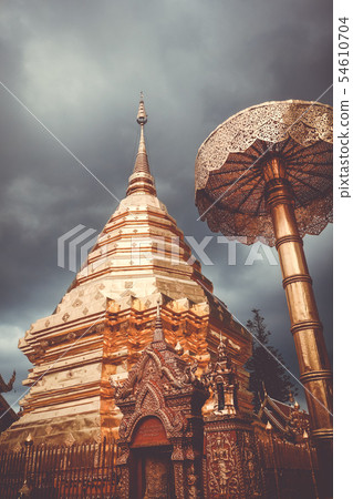 Wat Doi Suthep golden stupa, Chiang Mai, Thailand 54610704