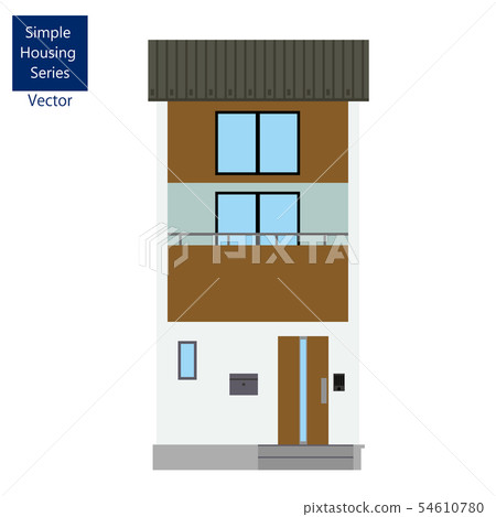 單身家庭的房子，房子的例證（小三個故事）_我的家，木房子_簡單的房子例證 54610780