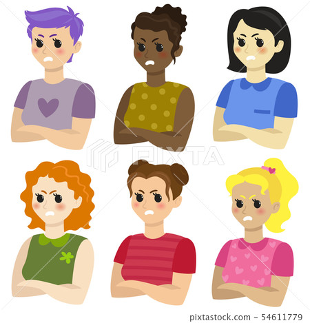 A set of female emotions. Anger, anger. 54611779