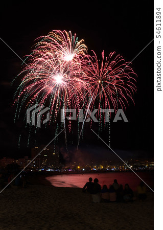 Beautiful firework in a small Spanish town Beautiful firework in a small Spanish town 54611894