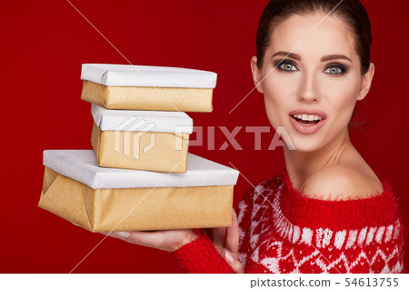 christmas, x-mas, winter, happiness concept - 54613755