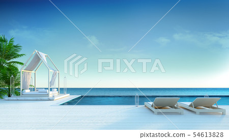 Beach Lounge Sun Loungers On Sunbathing Deck Stock Illustration 54613828 Pixta