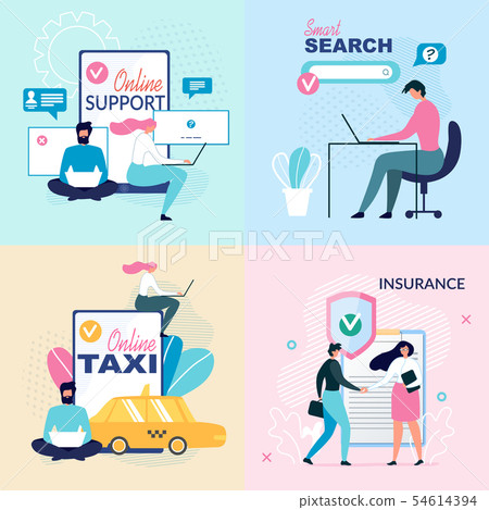Online Services and Virtual Support Ad Posters Set Online Services and Virtual Support Ad Posters Set 54614394