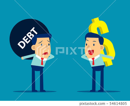 Business people carry profit and debt. Concept Business people carry profit and debt. Concept 54614805