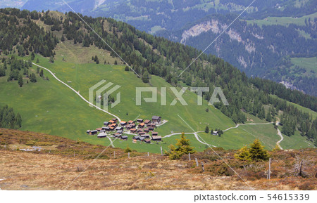 View of the village Obermutten. View of the village Obermutten. 54615339