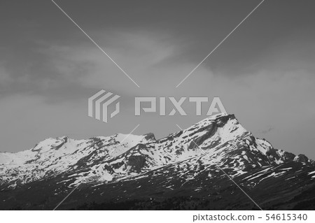 High mountain Piz Beverin seen from Obermutten. High mountain Piz Beverin seen from Obermutten. 54615340