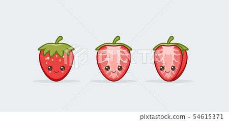 Cute anime and kawaii girl with strawberry on her head Stock Vector