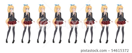 Anime manga student girl in blazer and red skirt 54615372