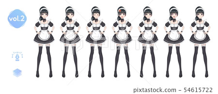 Anime manga girl. Costume of maid cafe Anime manga girl. Costume of maid cafe 54615722