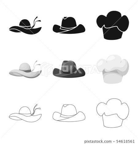 Vector illustration of clothing and cap logo. Set of clothing and beret vector icon for stock. 54618561