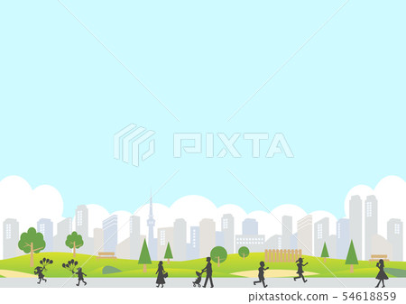 公園景觀城市背景-插圖素材[54618859] - PIXTA圖庫