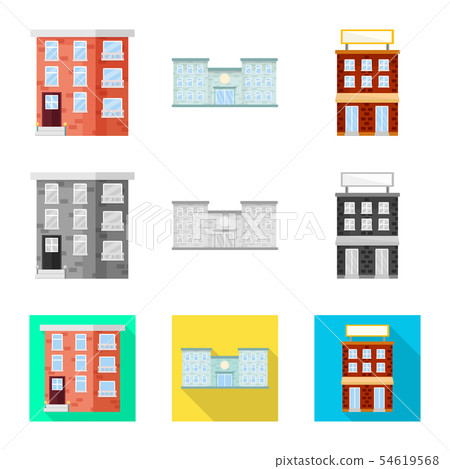 Vector design of municipal and center symbol. Set of municipal and estate stock symbol for web. 54619568