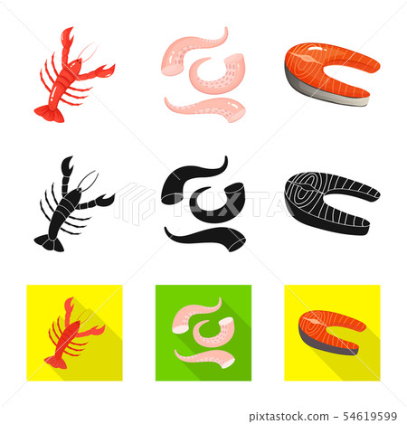Isolated object of fresh and restaurant icon. Set of fresh and marine vector icon for stock. Isolated object of fresh and restaurant icon. Set of fresh and marine vector icon for stock. 54619599