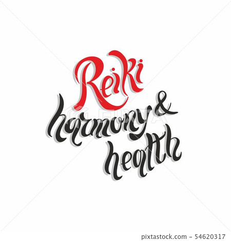 Reiki harmony and health. Lettering phrase. Reiki harmony and health. Lettering phrase. 54620317