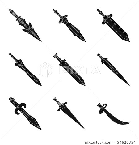 Vector illustration of sharp and blade icon. Set of sharp and dagger stock symbol for web. Vector illustration of sharp and blade icon. Set of sharp and dagger stock symbol for web. 54620354