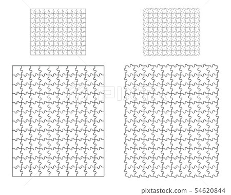 Illustration of white puzzle, separate pieces Illustration of white puzzle, separate pieces 54620844