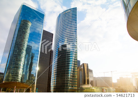Bottom view of the glass skyscrapers of the 54621713
