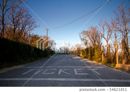 Background of the road with the inscription ticket 54621851