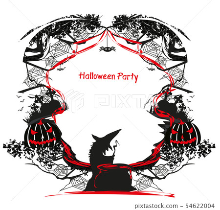 Halloween witch preparing potion, decorative frame Halloween witch preparing potion, decorative frame 54622004