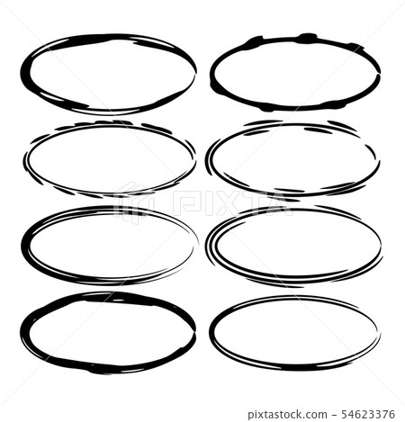 Set of black oval empty grunge frames.  54623376