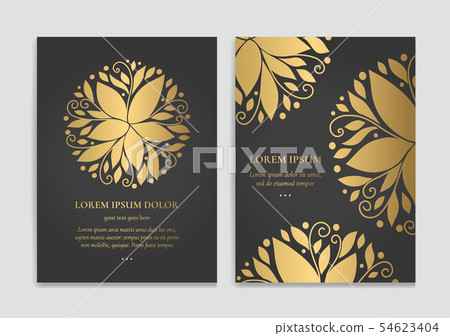 Gold vintage greeting card on a black background. Gold vintage greeting card on a black background. 54623404