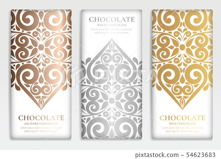 Silver and gold set of chocolate bar packaging. Silver and gold set of chocolate bar packaging. 54623683