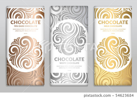 Silver and gold set of chocolate bar packaging. Silver and gold set of chocolate bar packaging. 54623684