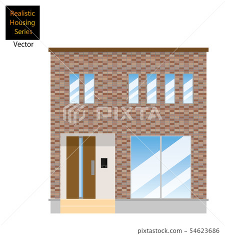 Illustration of a detached house, tiled single house (two-story) _ My home, wooden house _ vector data Illustration of a detached house, tiled single house (two-story) _ My home, wooden house _ vector data 54623686