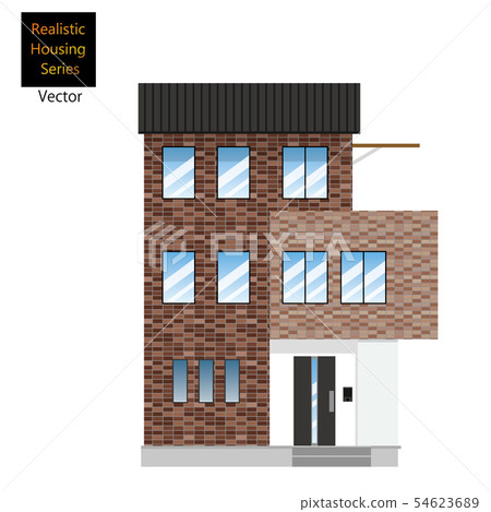 Illustration of a detached house, tiled house (3 floors) _ my home, wooden house _ vector data 54623689