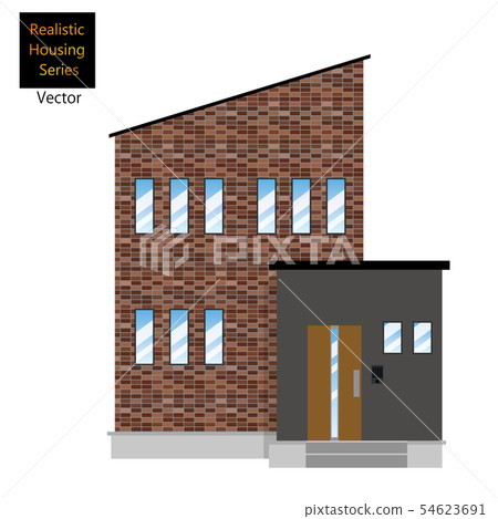 Illustration of a detached house, tiled single house (two-story) _ My home, wooden house _ vector data 54623691