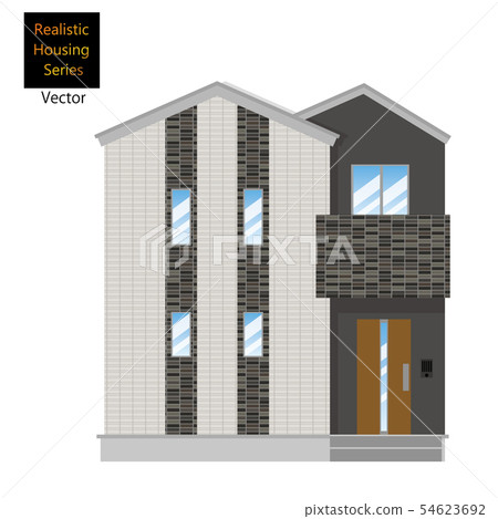 Illustration of a detached house, tiled single house (two-story) _ My home, wooden house _ vector data Illustration of a detached house, tiled single house (two-story) _ My home, wooden house _ vector data 54623692