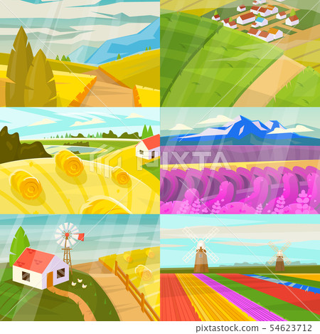 Landscape landscaping countryside of meadows fields and lands with natural landscaped sunny view of 54623712