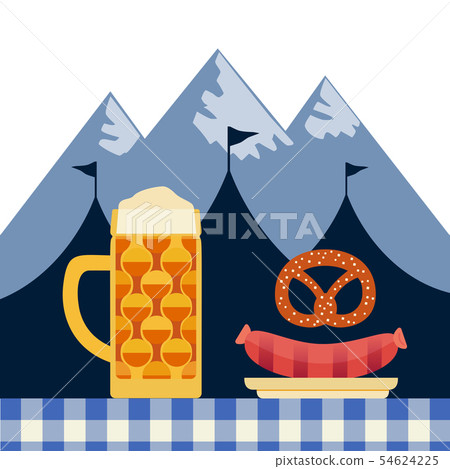 Hand drawn Oktoberfest flat color vector icon - Stock Illustration ...